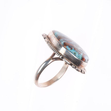 sz8 Jerold Francisco Navajo sterling silver swirled agate size 8 ring