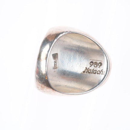 sz11 Peter and Pansy Natachu Zuni big sterling silver inlay rainbow man ring