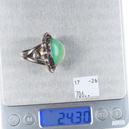 sz10.5 vintage southwestern sterling silver green turquoise ring