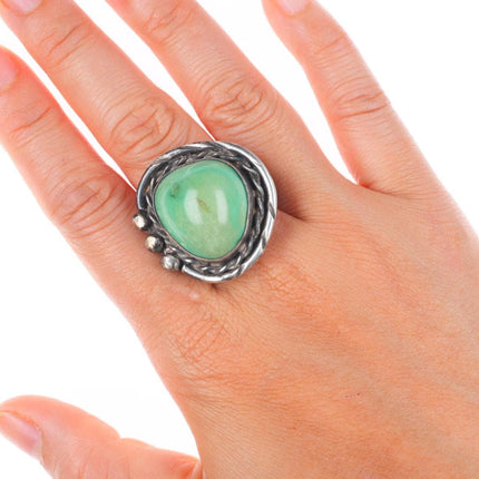 sz10.5 vintage southwestern sterling silver green turquoise ring