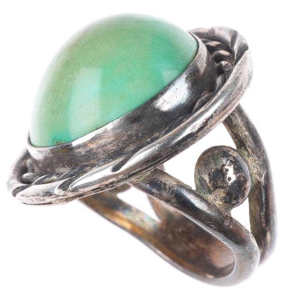 sz10.5 vintage southwestern sterling silver green turquoise ring