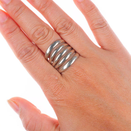 sz11 Alvin Thompson Navajo sterling silver 5 band wide size 11 men's ring