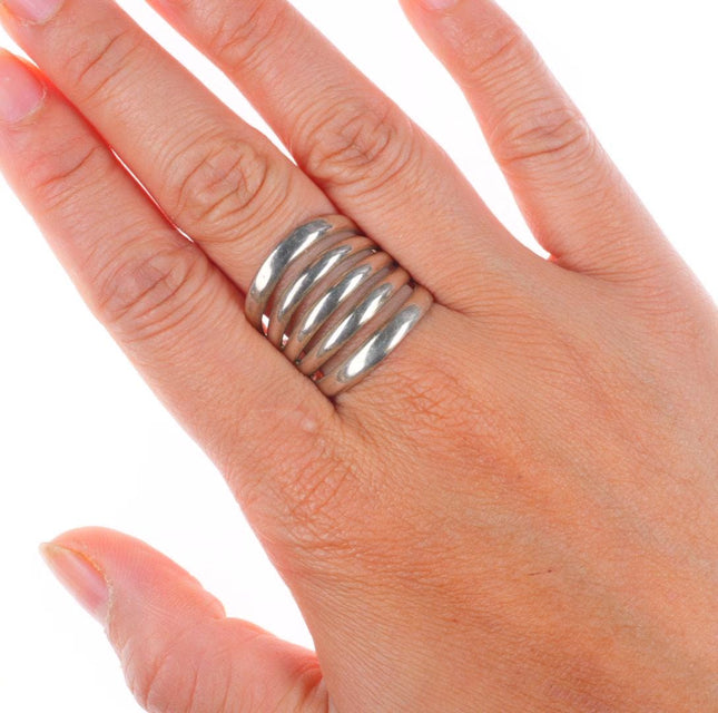 sz11 Alvin Thompson Navajo sterling silver 5 band wide size 11 men's ring
