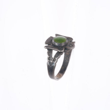 sz6 30's-40's Fred Harvey Cerrillos turquoise thunderbird Navajo ring