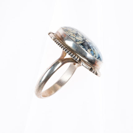sz8 Nevada spiderweb Hotsonite James Francisco Navajo sterling silver ring