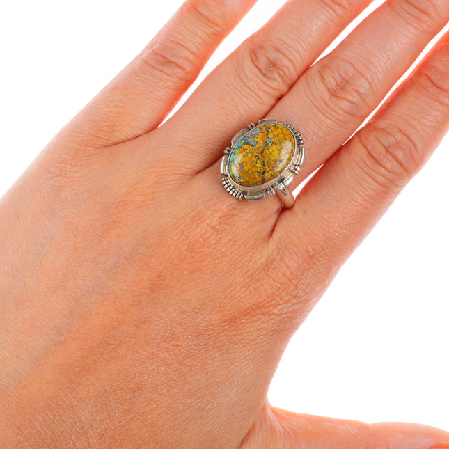 sz9 spiderweb turquoise James Francisco Navajo sterling silver size 9 ring