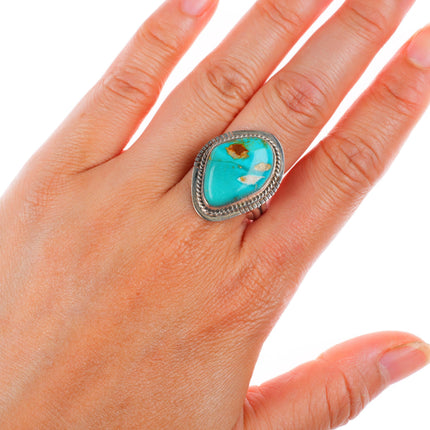 sz10.5 Burt Francisco Navajo high grade turquoise sterling silver ring