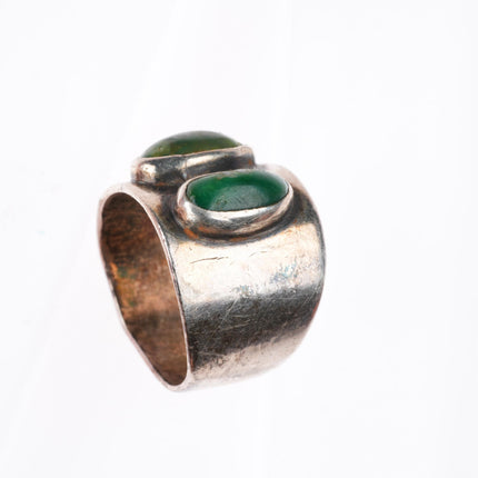 sz10.5 Cerillos turquoise vintage Navajo sterling silver 2 stone ring