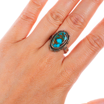 sz9 Leslie Yazzie Navajo high grade Royston turquoise sterling silver ring