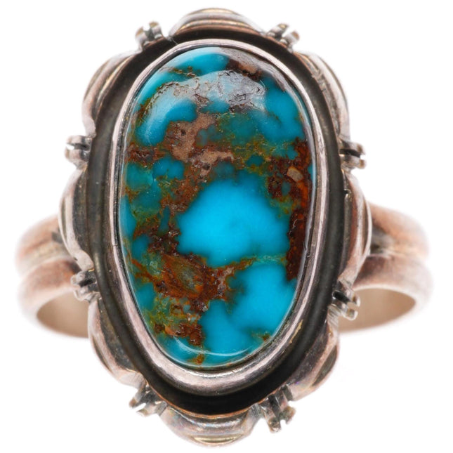 sz9 Leslie Yazzie Navajo high grade Royston turquoise sterling silver ring