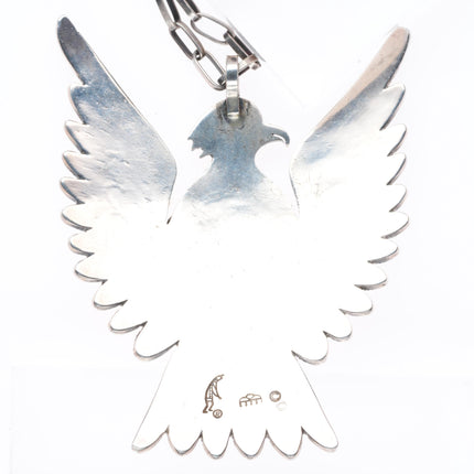 Victor Coochwytewa Hopi Kopavi Shop large sterling silver Eagle pendant necklace