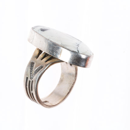 sz8.5 Steve Francisco Navajo sterling silver white buffalo size 8.5 ring