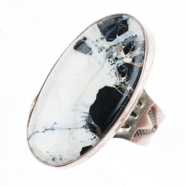 sz8.5 Steve Francisco Navajo sterling silver white buffalo size 8.5 ring