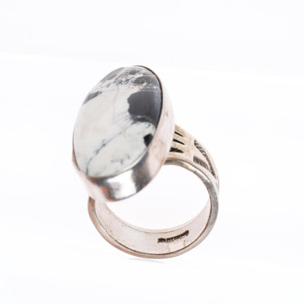sz8.5 Steve Francisco Navajo sterling silver white buffalo size 8.5 ring