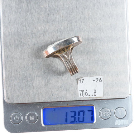 sz8.5 Steve Francisco Navajo sterling silver white buffalo size 8.5 ring