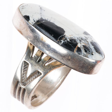sz8.5 Steve Francisco Navajo sterling silver white buffalo size 8.5 ring