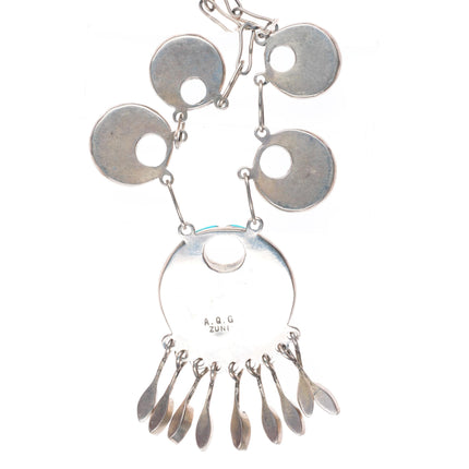 Cuff bracelet-earrings-necklace Annie Quam Gasper Zuni turquoise sterling silver