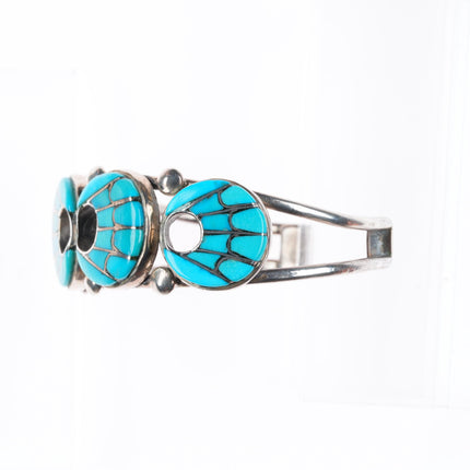 Cuff bracelet-earrings-necklace Annie Quam Gasper Zuni turquoise sterling silver
