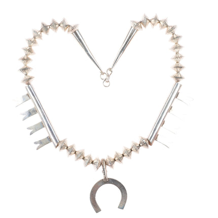17" JB Navajo sterling silver squash blossom choker necklace