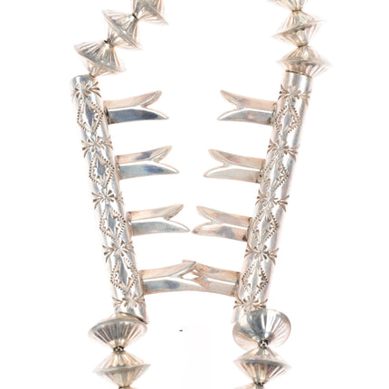 17" JB Navajo sterling silver squash blossom choker necklace