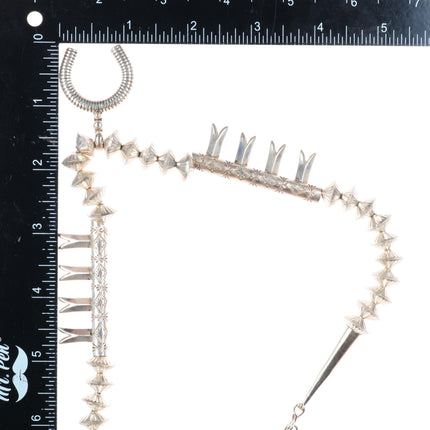 17" JB Navajo sterling silver squash blossom choker necklace