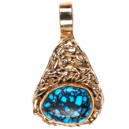 Elias Perez Martinez 14k gold/sterling silver high grade turquoise pendant