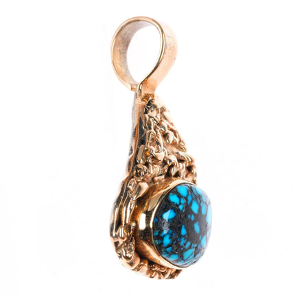 Elias Perez Martinez 14k gold/sterling silver high grade turquoise pendant