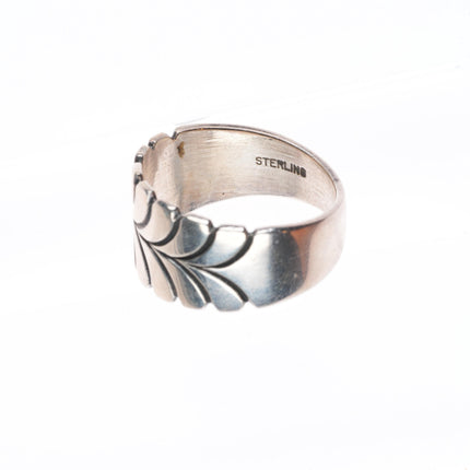 sz10 Steve Yellowhorse Navajo sterling silver stamped band ring