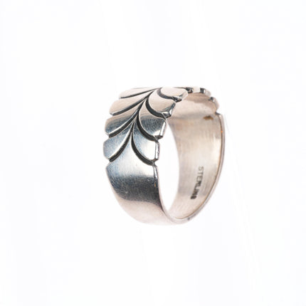 sz10 Steve Yellowhorse Navajo sterling silver stamped band ring