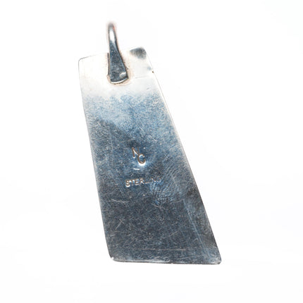 Vintage NC Santo Domingo  Native American sterling silver stone inlay pendant