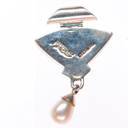 Ray Tracey Knifewing turquoise, pearl, shell sterling silver pendant