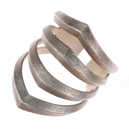 sz10 Maria Samora Taos Pueblo Tufa Cast sterling silver 4 shank ring