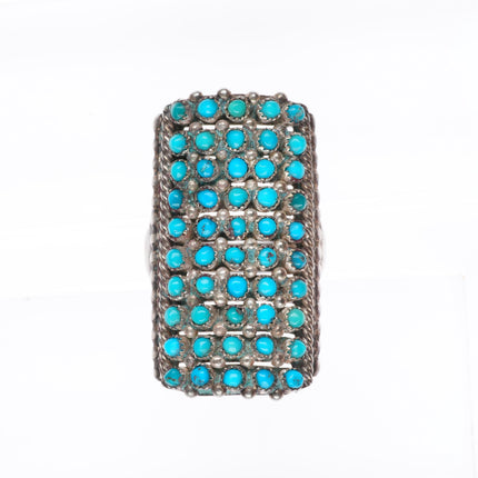 sz6 c1940's vintage Zuni sterling silver snake eye turquoise ring
