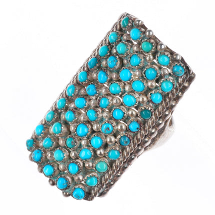 sz6 c1940's vintage Zuni sterling silver snake eye turquoise ring