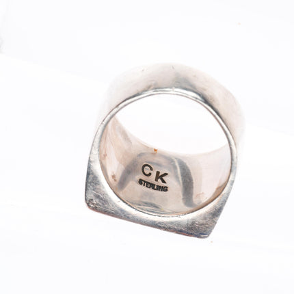 sz11.75 CK Navajo sterling silver turquoise, spiny oyster, lapis inlay ring