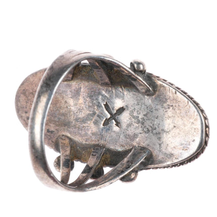 sz6 c1930's Etsitty Tsosie Navajo sterling silver petrified wood ring