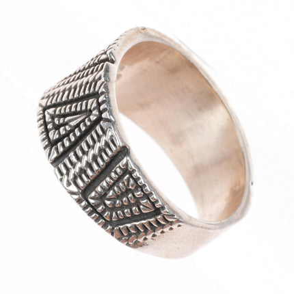 sz8.75 Elgin Tom Navajo sterling silver tapered band ring Maize/corn design