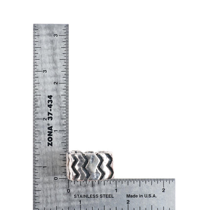 sz9.5 Dian Malouf chunky sterling silver brutalist zig zag band ring