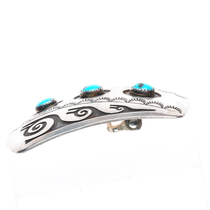 1.5" Rosco Scott Navajo sterling silver and turquoise vintage belt buckle