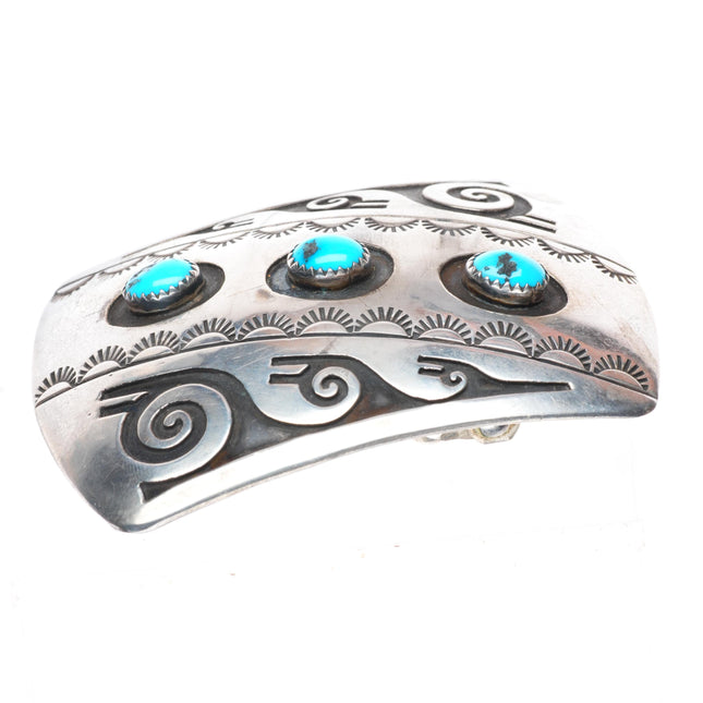 1.5" Rosco Scott Navajo sterling silver and turquoise vintage belt buckle