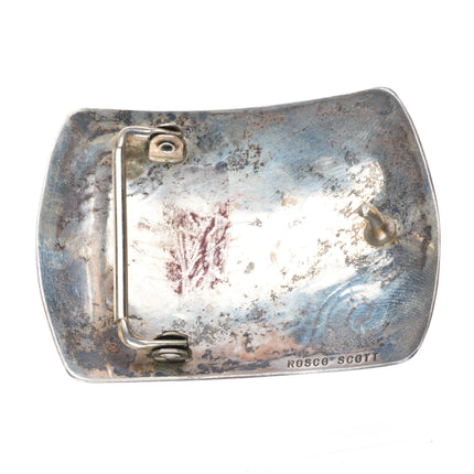 1.5" Rosco Scott Navajo sterling silver and turquoise vintage belt buckle
