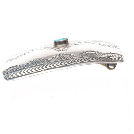 1.5" Vintage heavily stamped Navajo sterling silver and turquoise belt buckle