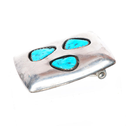 1.5" Vintage modernist Navajo shadowbox sterling silver -turquoise belt buckle