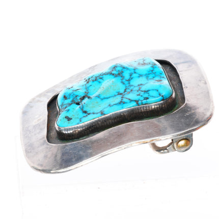 1.75" Vintage Birds Eye Kingman turquoise Navajo sterling silver belt buckle