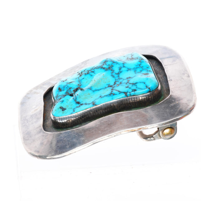 1.75" Vintage Birds Eye Kingman turquoise Navajo sterling silver belt buckle