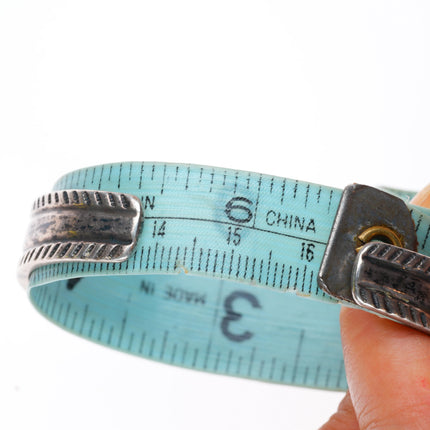 6.3" c1938-1942 US Navajo 1 sterling silver stamped cuff bracelet with turquoise
