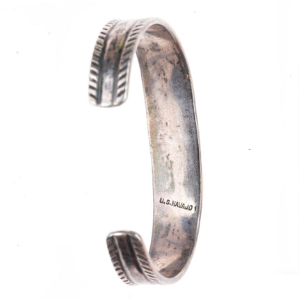 6.3" c1938-1942 US Navajo 1 sterling silver stamped cuff bracelet with turquoise