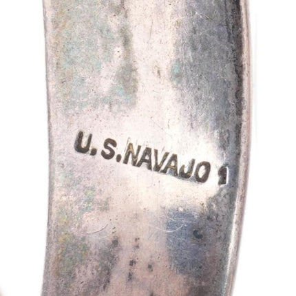6.3" c1938-1942 US Navajo 1 sterling silver stamped cuff bracelet with turquoise