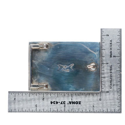 1.25" Roger Wilbur sterling silver turquoise intarsia inlay belt buckle