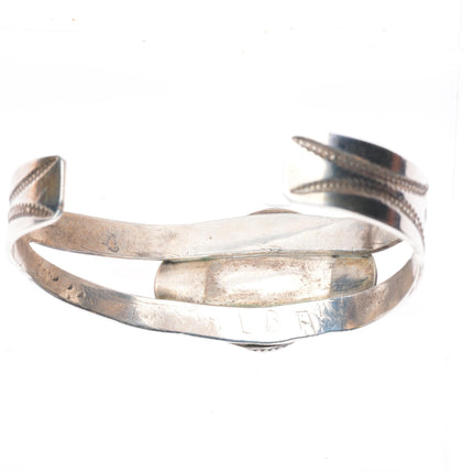 6.75" 30's-40's Navajo stamped sterling silver cuff bracelet with nice turquoise